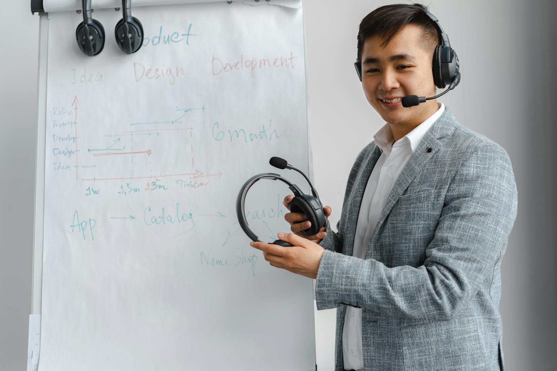 Person wearing AR headset during technical training session