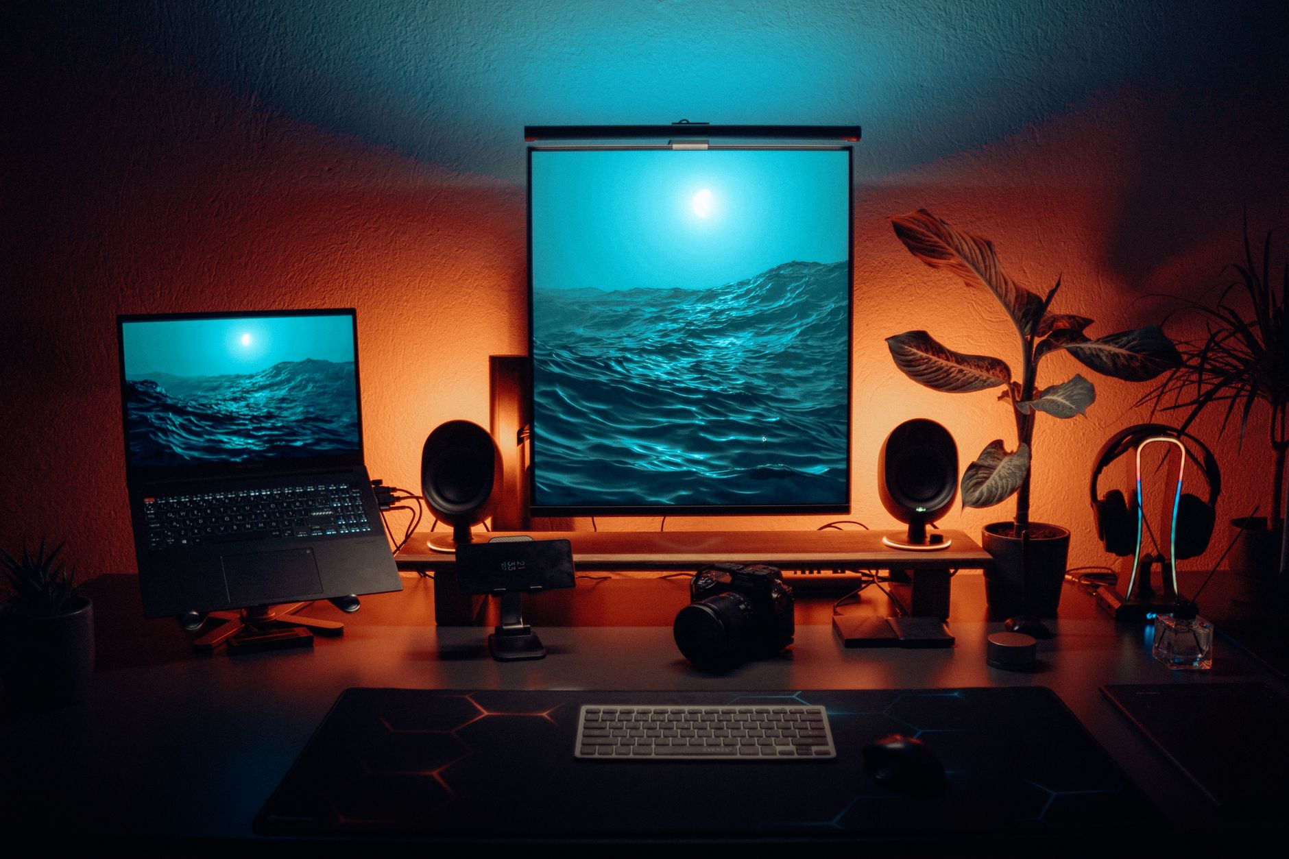 A clean modern workspace with a computer monitor and keyboard representing developer or power user setup