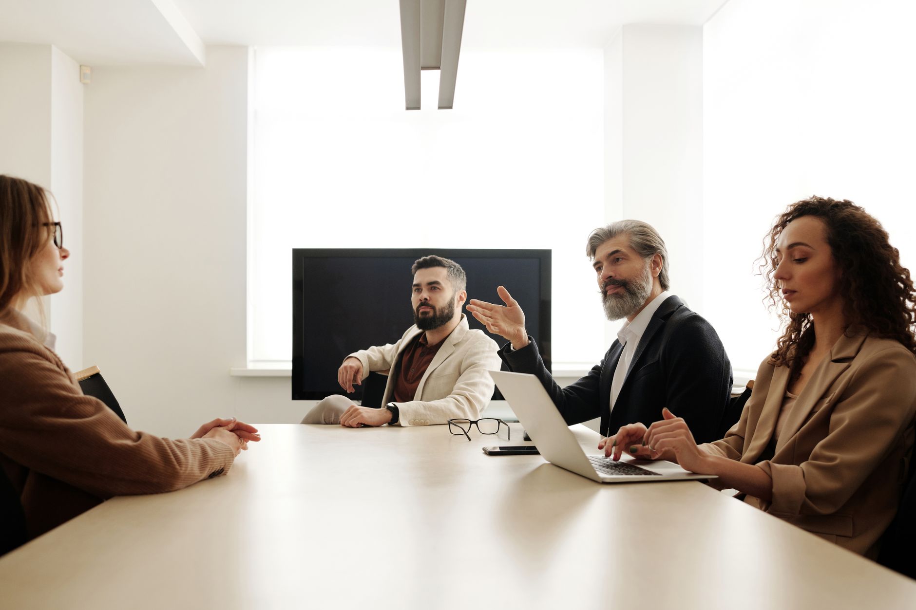 Engineering and technology leaders meeting in a corporate conference room