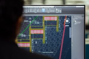 Designer working on a UI layout in a digital design application