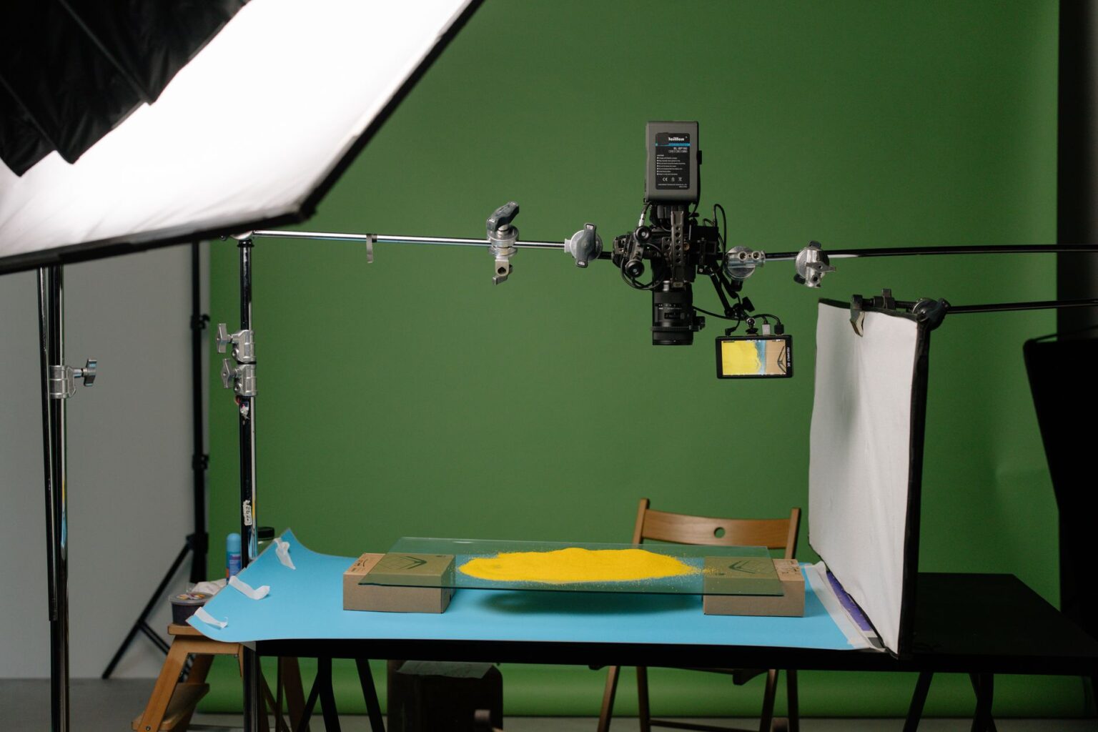 Professional video production studio with monitors and editing equipment
