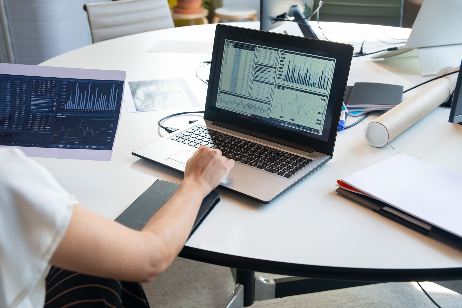 Professional working at a computer in a secure office environment, representing enterprise data privacy practices