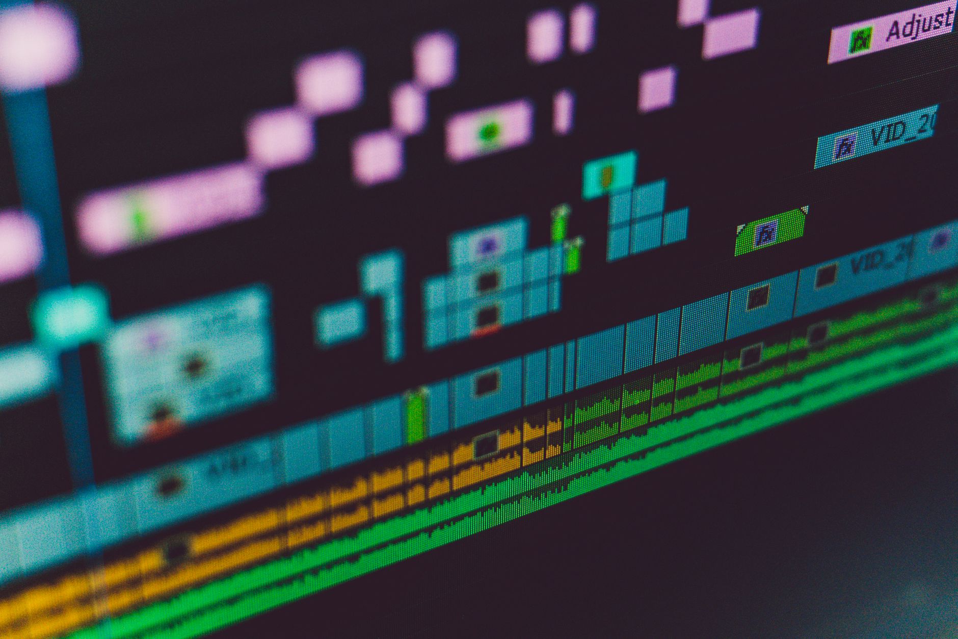 Audio waveforms displayed on a computer screen during podcast editing
