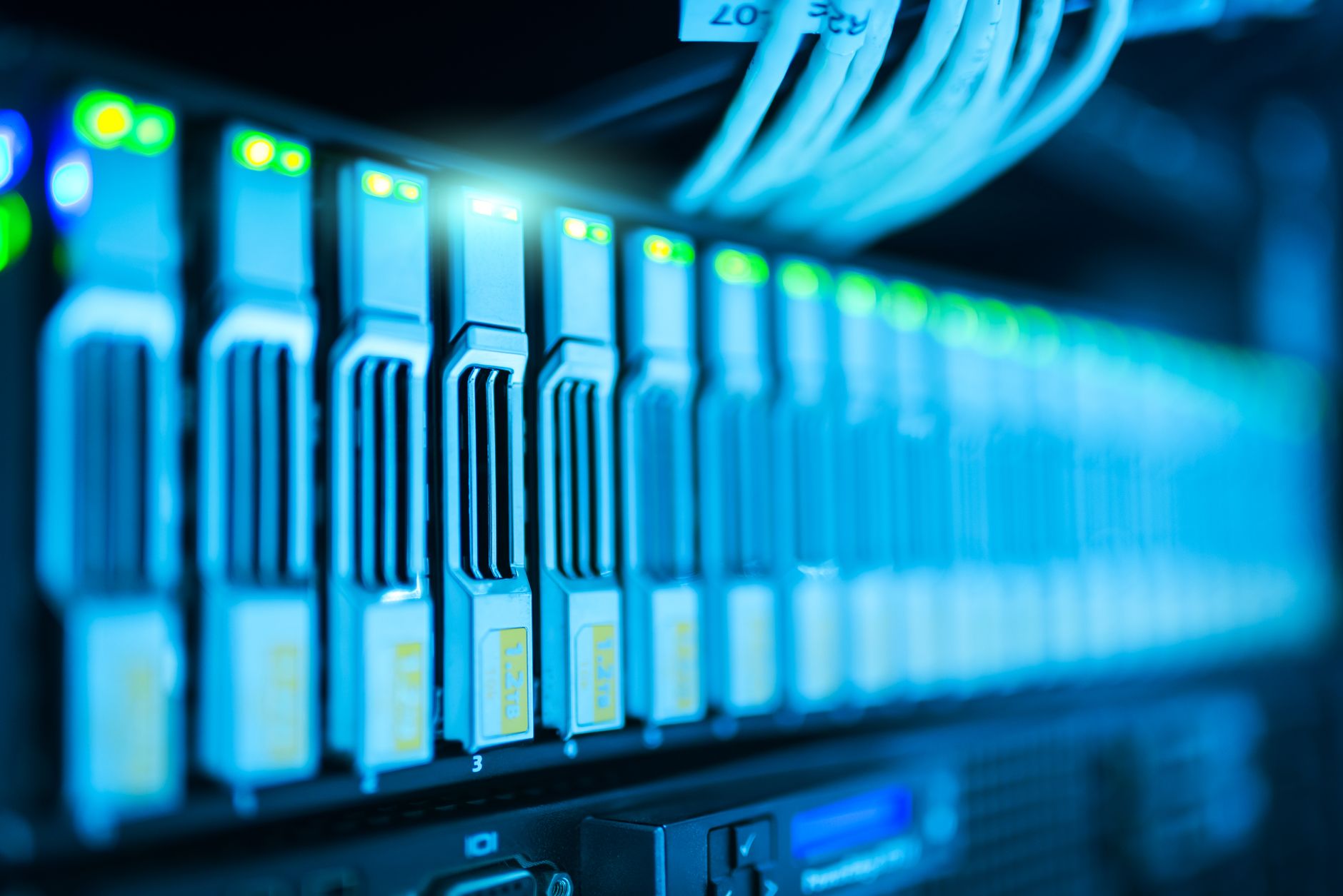 Rows of servers in a data center representing cloud infrastructure