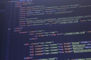 A laptop screen displaying a small business website being built with an AI tool