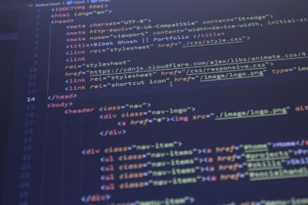 A laptop screen displaying a small business website being built with an AI tool